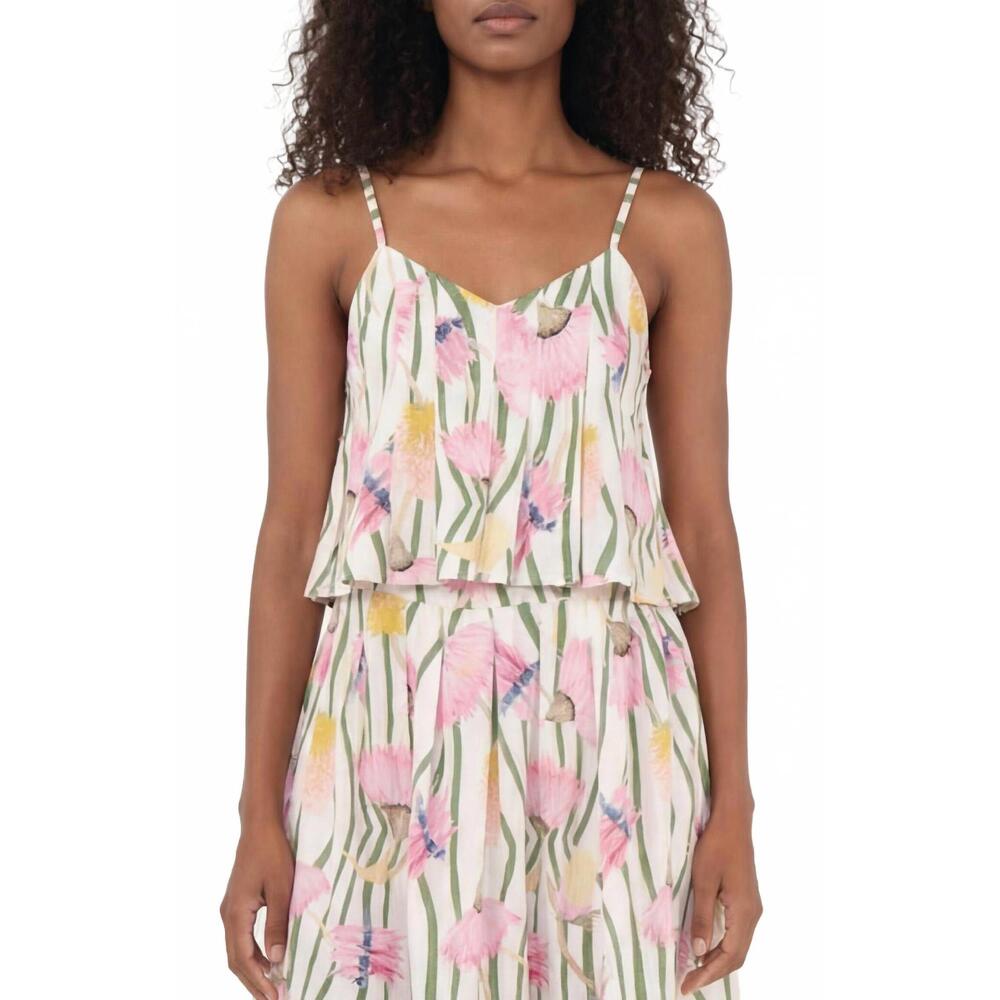 NEW THE LULO PROJECT reef cami style top in aussie desert flowers linen